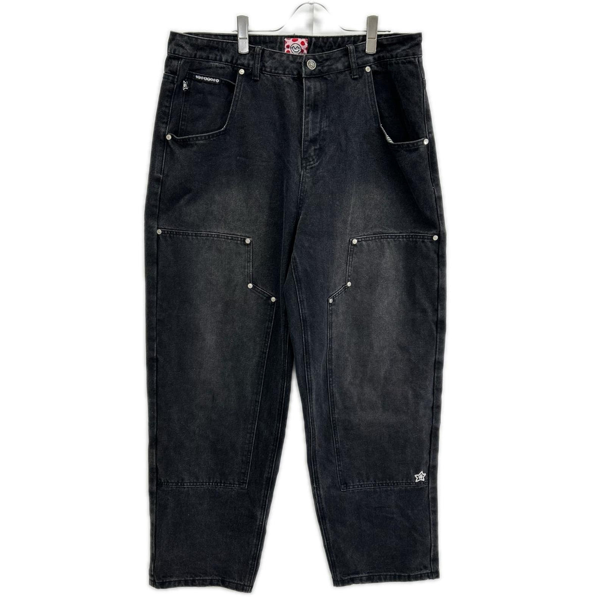 STAR TEAM Black Faded Double Knee Star Jeans Size 36