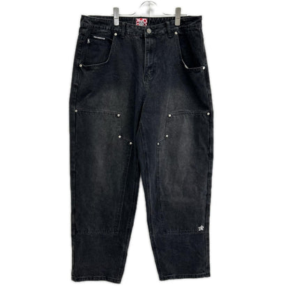 STAR TEAM Black Faded Double Knee Star Jeans Size 36