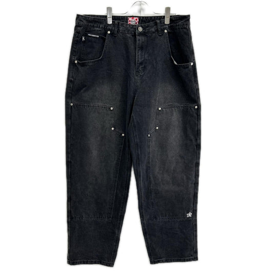 STAR TEAM Black Faded Double Knee Star Jeans Size 36
