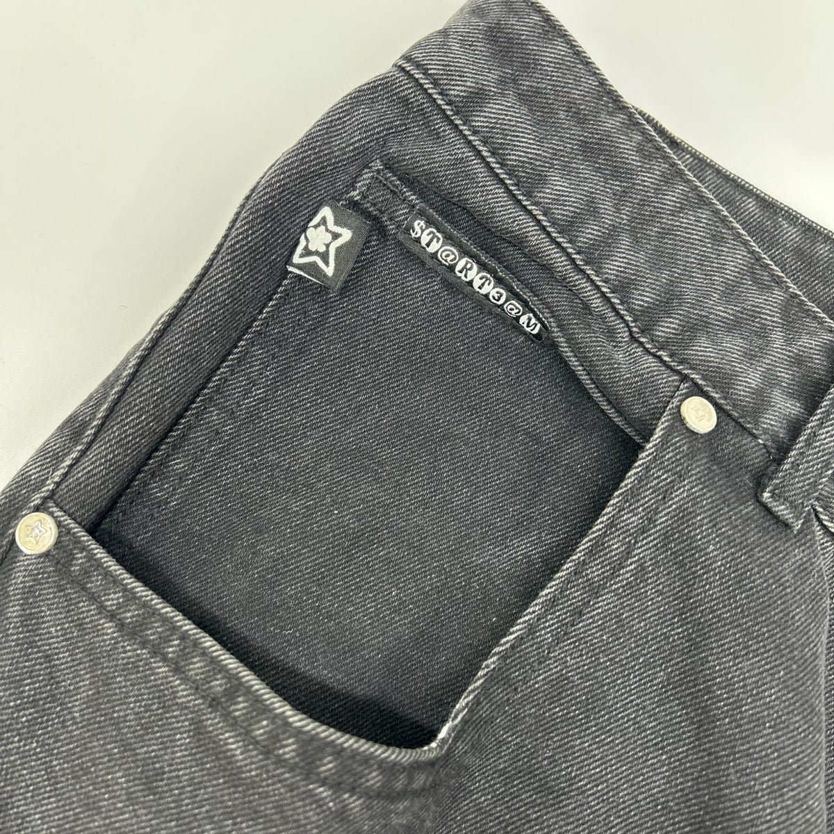 STAR TEAM Black Faded Double Knee Star Jeans Size 36