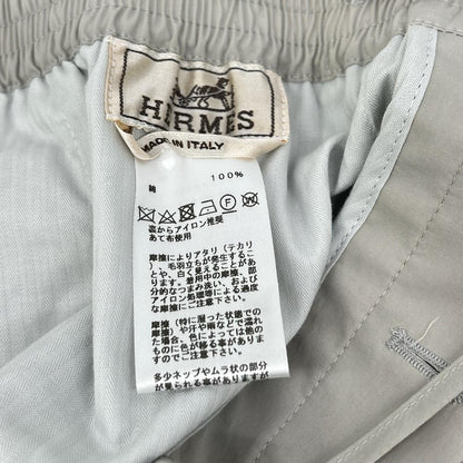 HERMES Light Gray Cotton Easy Button-Fly Slacks Size 42