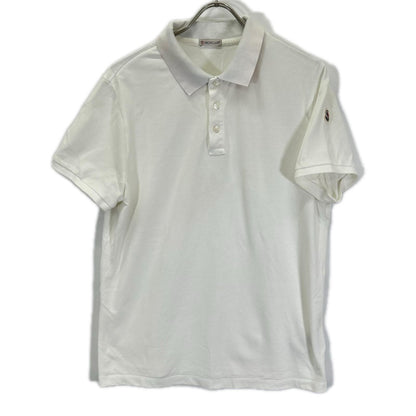 MONCLER '18 White Collar Logo Short Sleeve Polo Size L