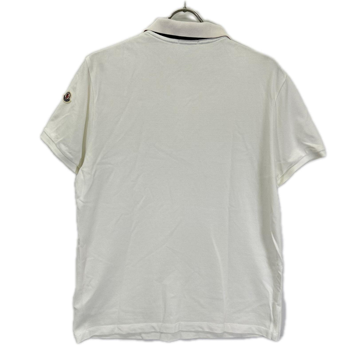 MONCLER '18 White Collar Logo Short Sleeve Polo Size L