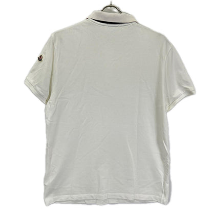MONCLER '18 White Collar Logo Short Sleeve Polo Size L