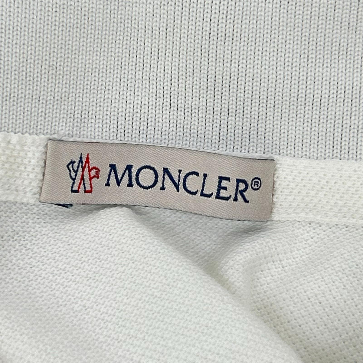 MONCLER '18 White Collar Logo Short Sleeve Polo Size L