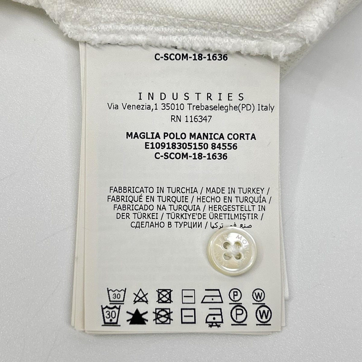 MONCLER '18 White Collar Logo Short Sleeve Polo Size L