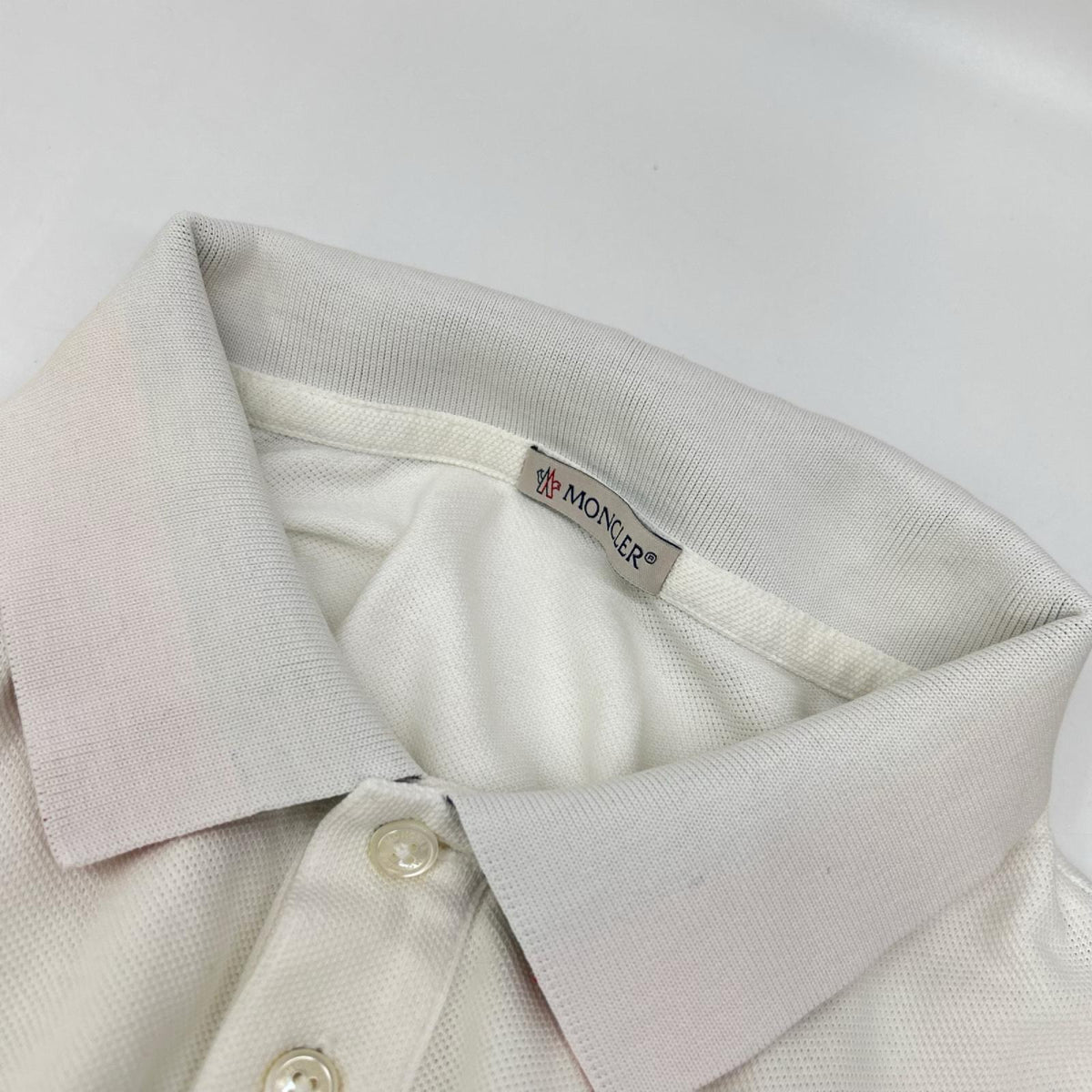 MONCLER '18 White Collar Logo Short Sleeve Polo Size L