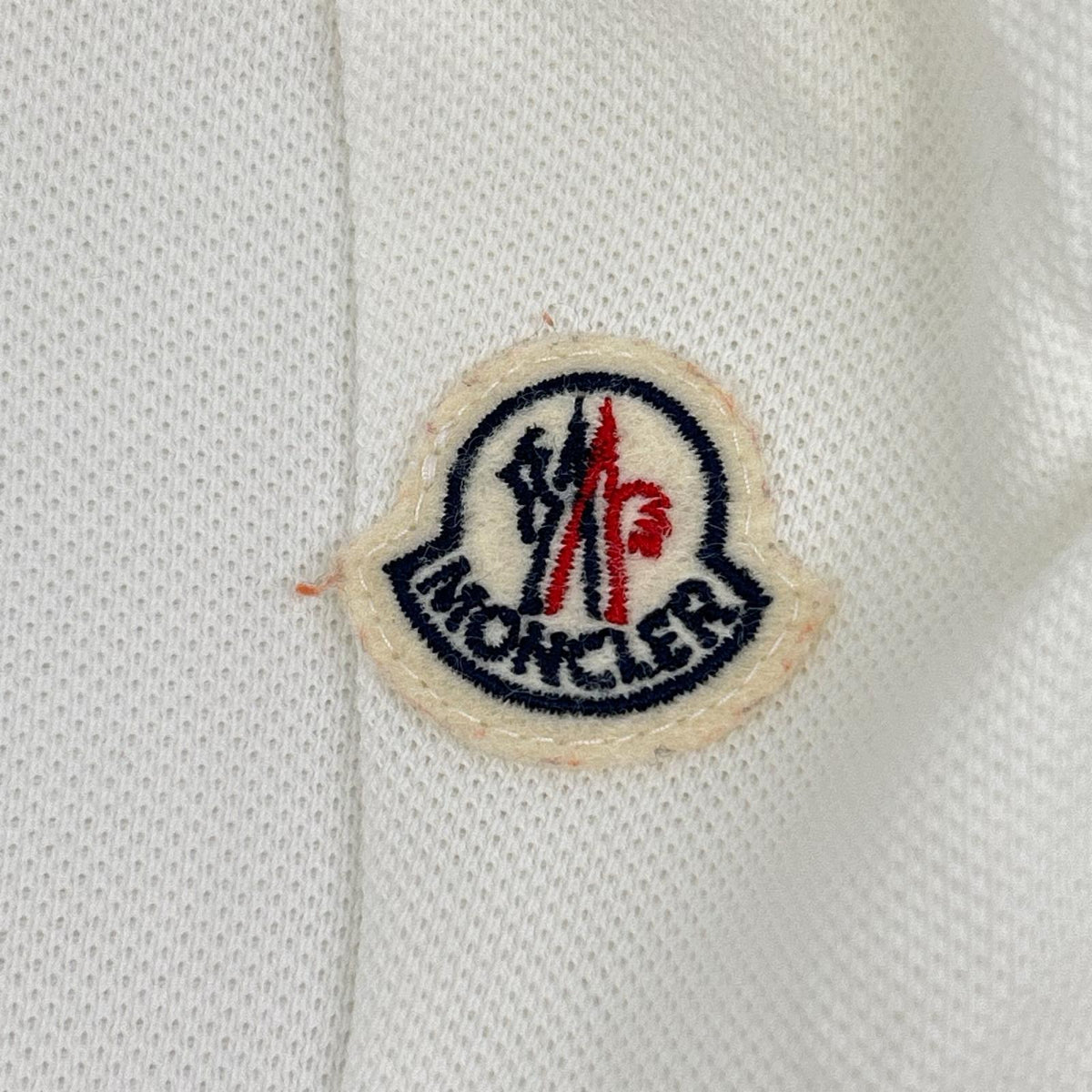 MONCLER '18 White Collar Logo Short Sleeve Polo Size L