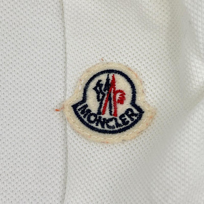 MONCLER '18 White Collar Logo Short Sleeve Polo Size L