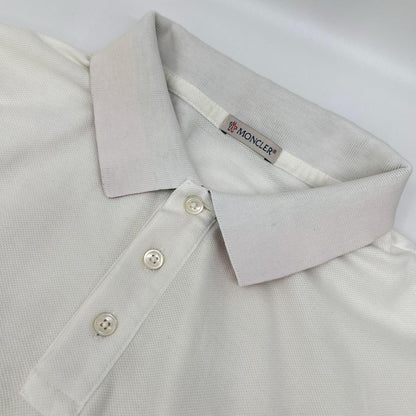 MONCLER '18 White Collar Logo Short Sleeve Polo Size L