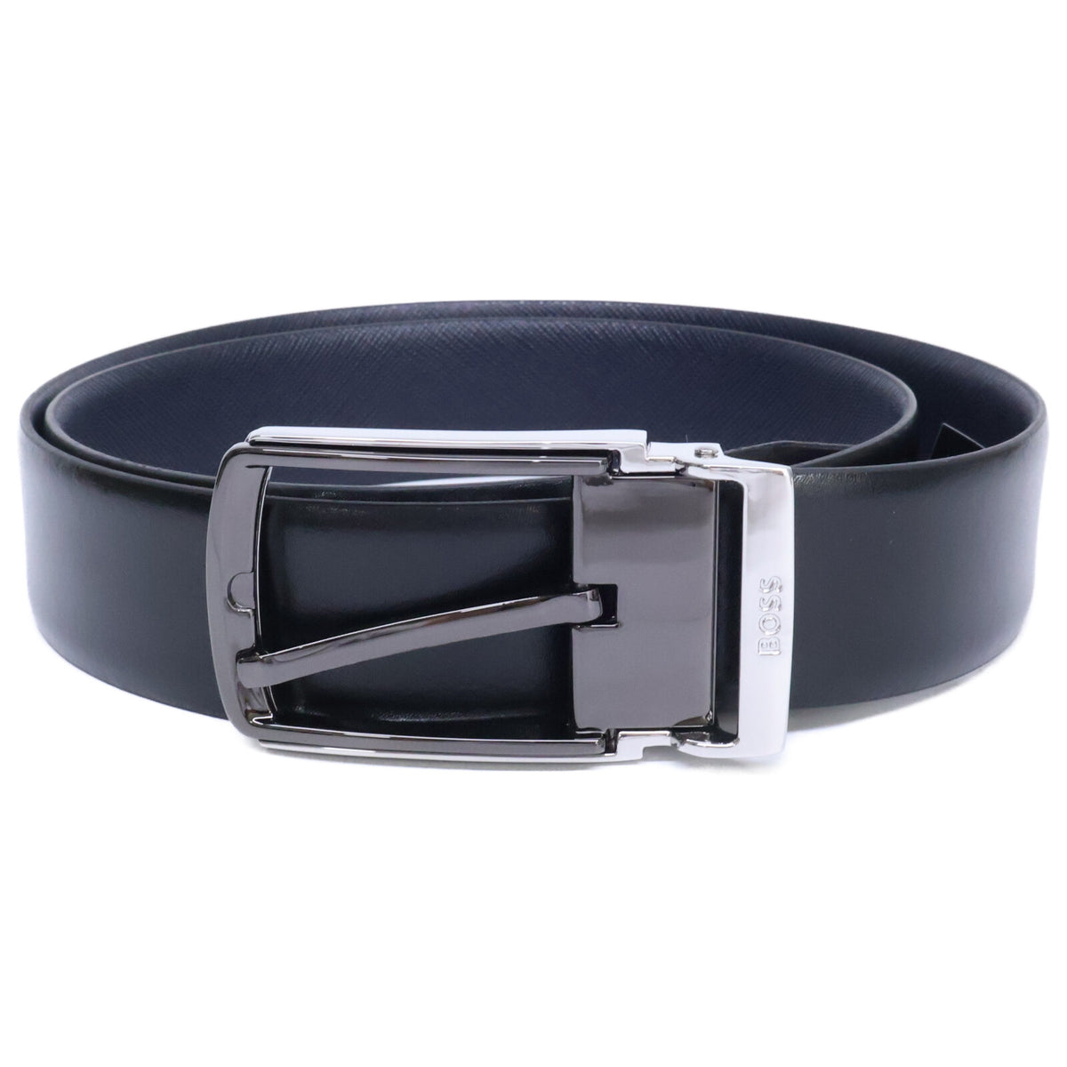 BOSS Reversible Leather Belt Black/Dark Navy Size 90 34