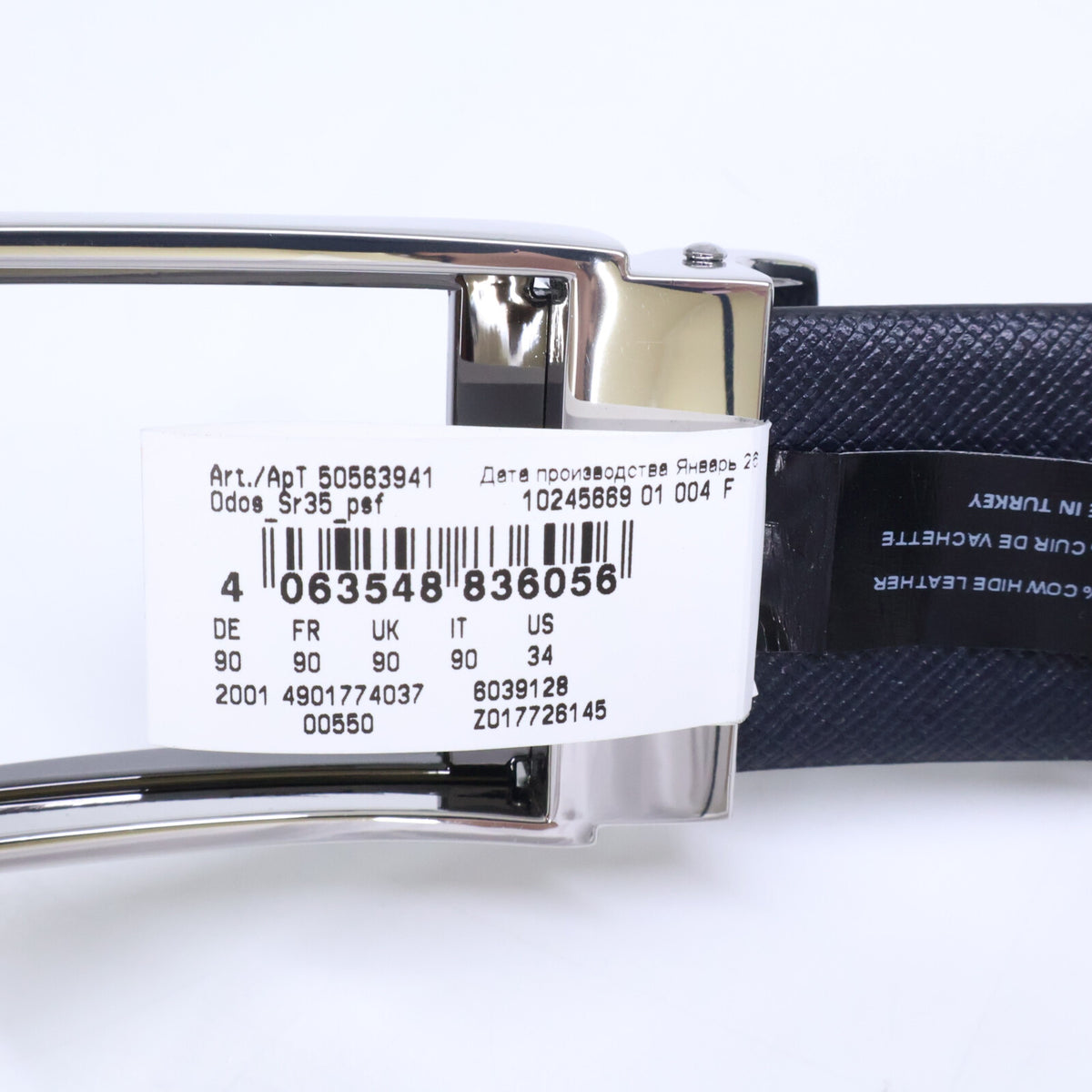 BOSS Reversible Leather Belt Black/Dark Navy Size 90 34