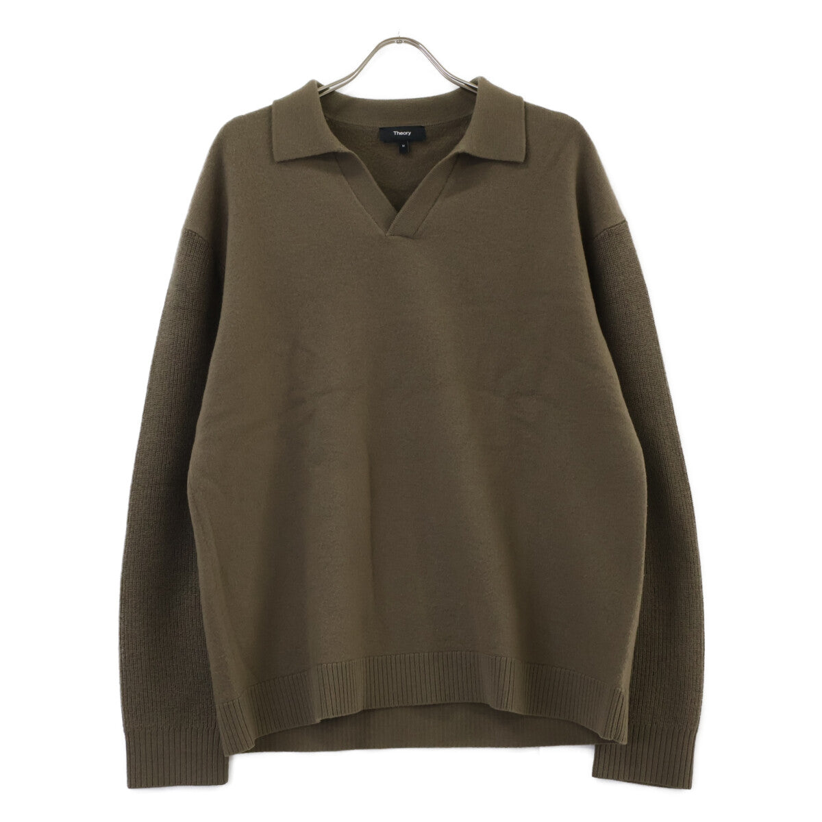 Theory Wool Open Collar Sweater Khaki Size M