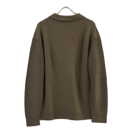 Theory Wool Open Collar Sweater Khaki Size M