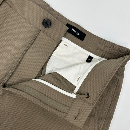Theory Brown Seersucker Semi-Tapered Pants Nylon Size 28