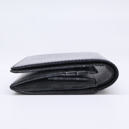 HIS-FACTORY Ghost Leather Bi-fold Compact Wallet Black