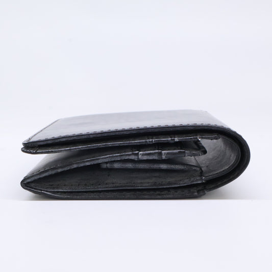 HIS-FACTORY Ghost Leather Bi-fold Compact Wallet Black