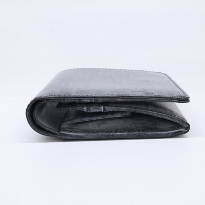HIS-FACTORY Ghost Leather Bi-fold Compact Wallet Black