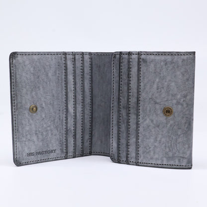HIS-FACTORY Ghost Leather Bi-fold Compact Wallet Black