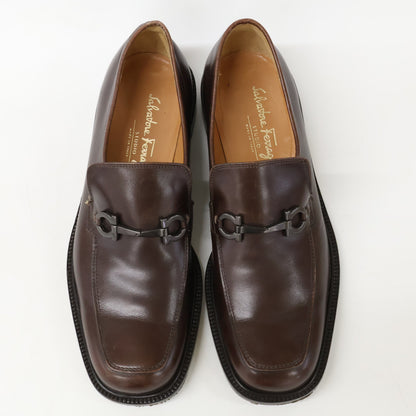 SalvatoreFerragamo Brown Gancini Square Toe Loafers Size 7