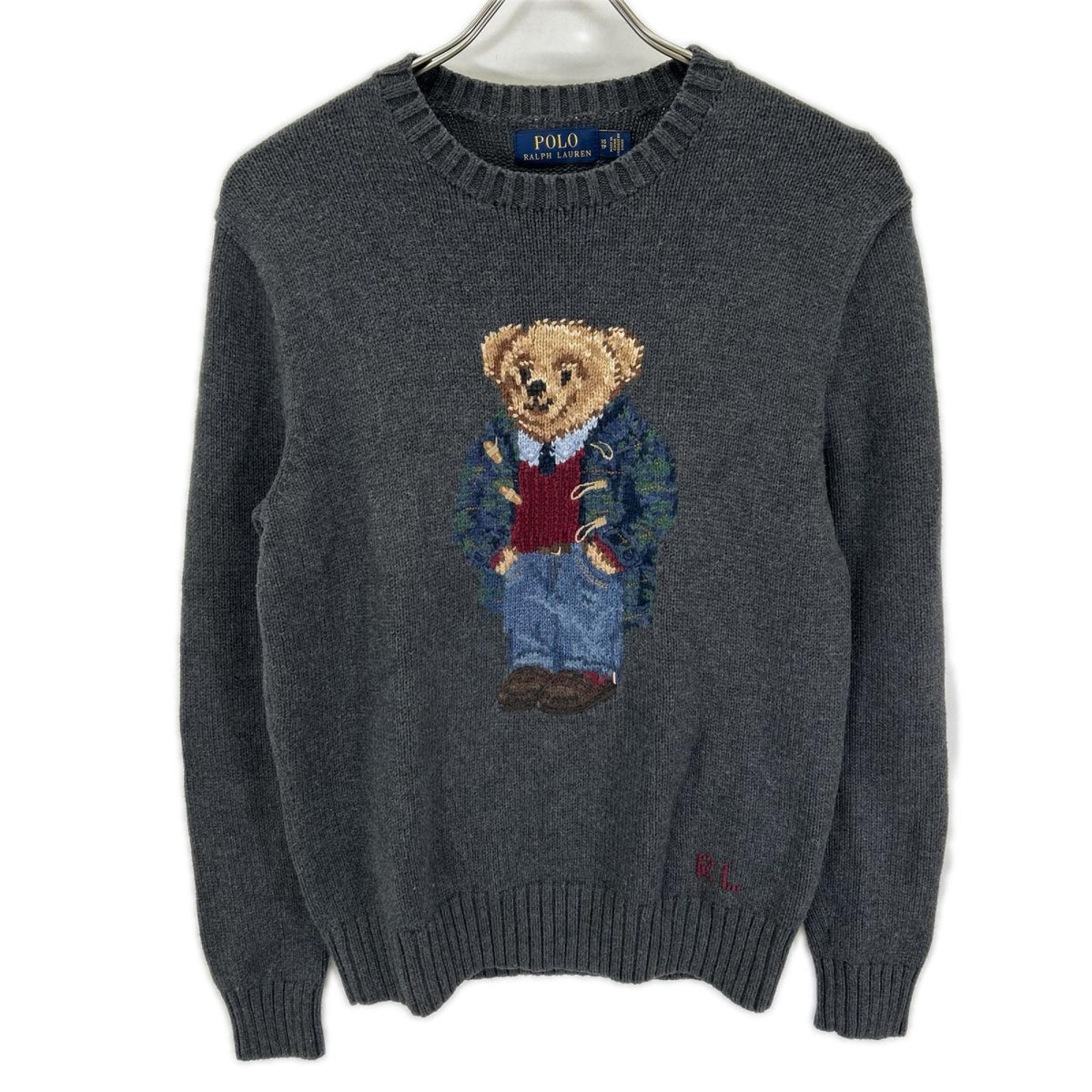 POLObyRalphLauren Grey Polo Bear Cotton Knit Sweater Size S