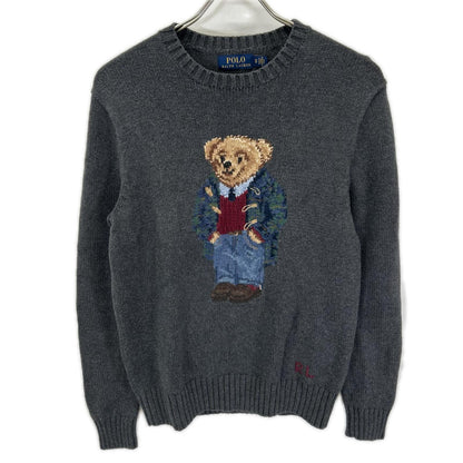 POLObyRalphLauren Grey Polo Bear Cotton Knit Sweater Size S
