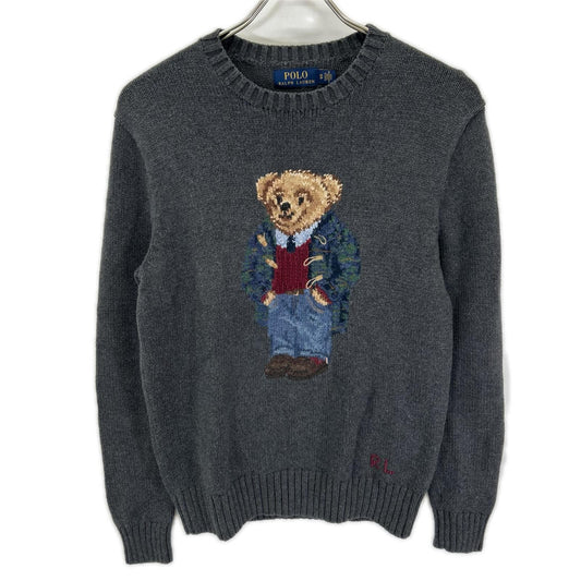 POLObyRalphLauren Grey Polo Bear Cotton Knit Sweater Size S
