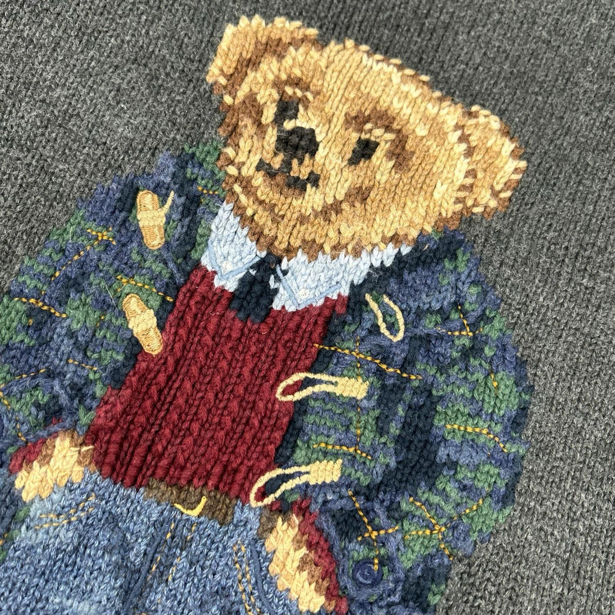 POLObyRalphLauren Grey Polo Bear Cotton Knit Sweater Size S