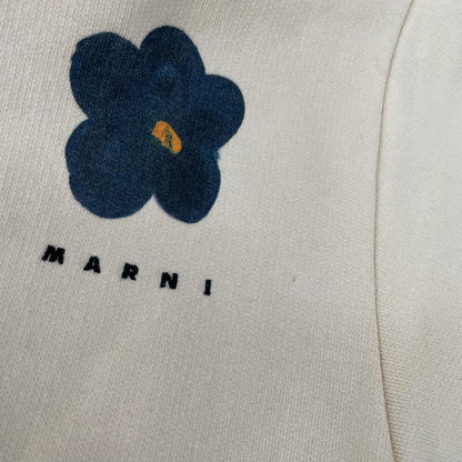 MARNI 2022 Daisy Flower Print Hoodie Beige Size 44