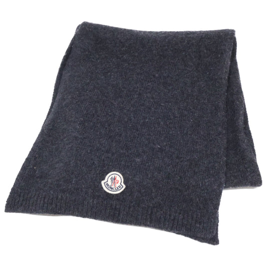 MONCLER Logo Patch Scarf Charcoal Gray