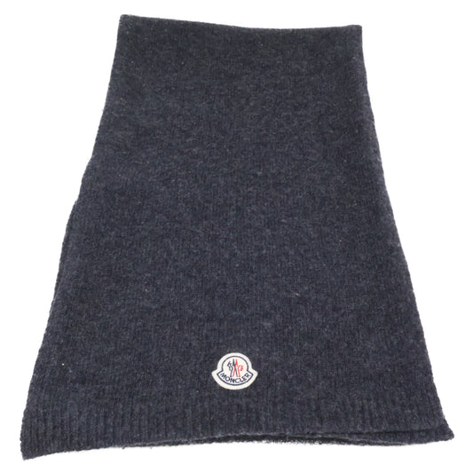 MONCLER Logo Patch Scarf Charcoal Gray