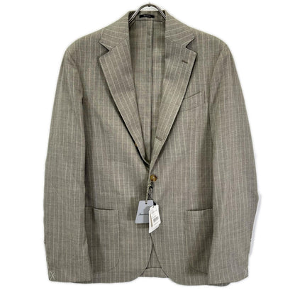 Sartorio Wool Striped Tailored Blazer Beige White