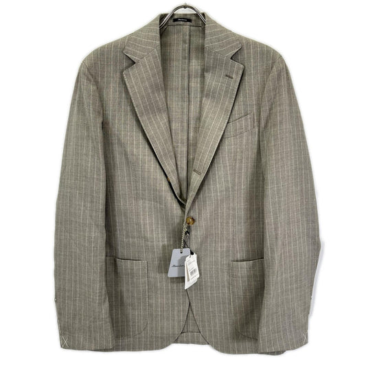 Sartorio Wool Striped Tailored Blazer Beige White