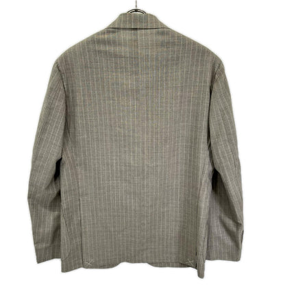 Sartorio Wool Striped Tailored Blazer Beige White