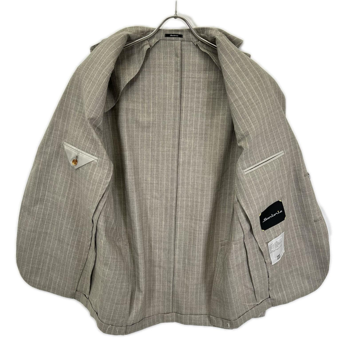 Sartorio Wool Striped Tailored Blazer Beige White