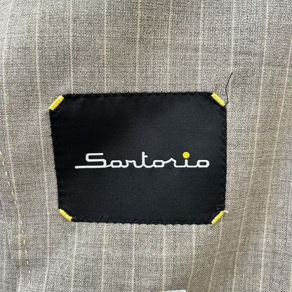 Sartorio Wool Striped Tailored Blazer Beige White
