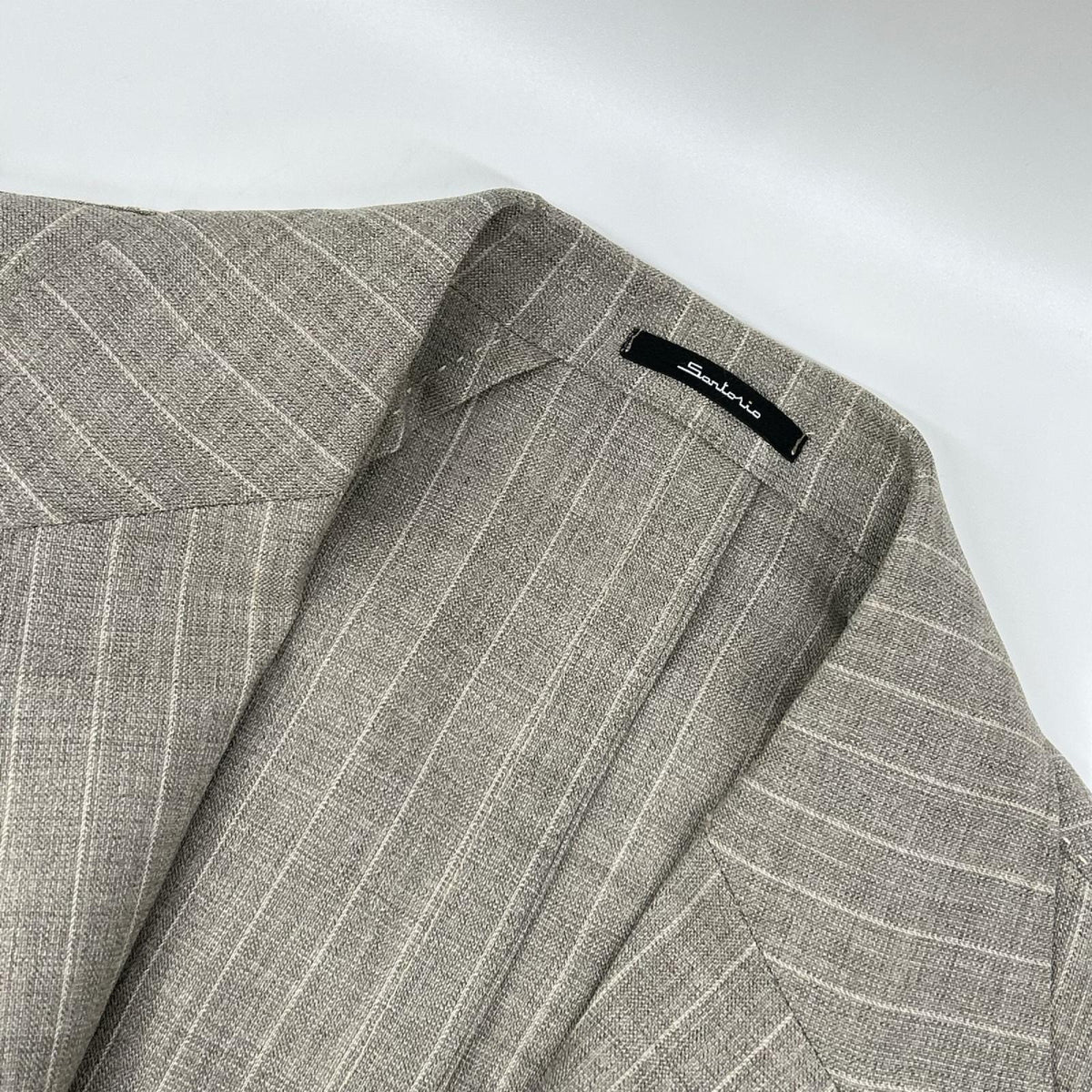 Sartorio Wool Striped Tailored Blazer Beige White