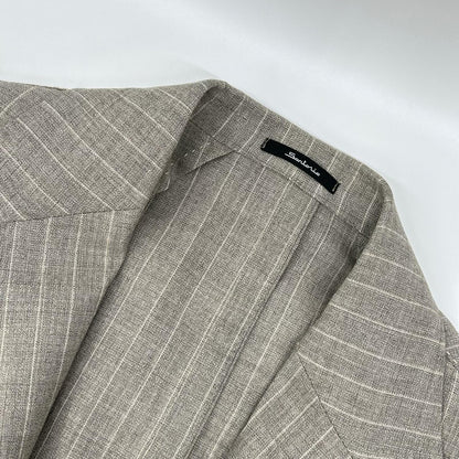 Sartorio Wool Striped Tailored Blazer Beige White