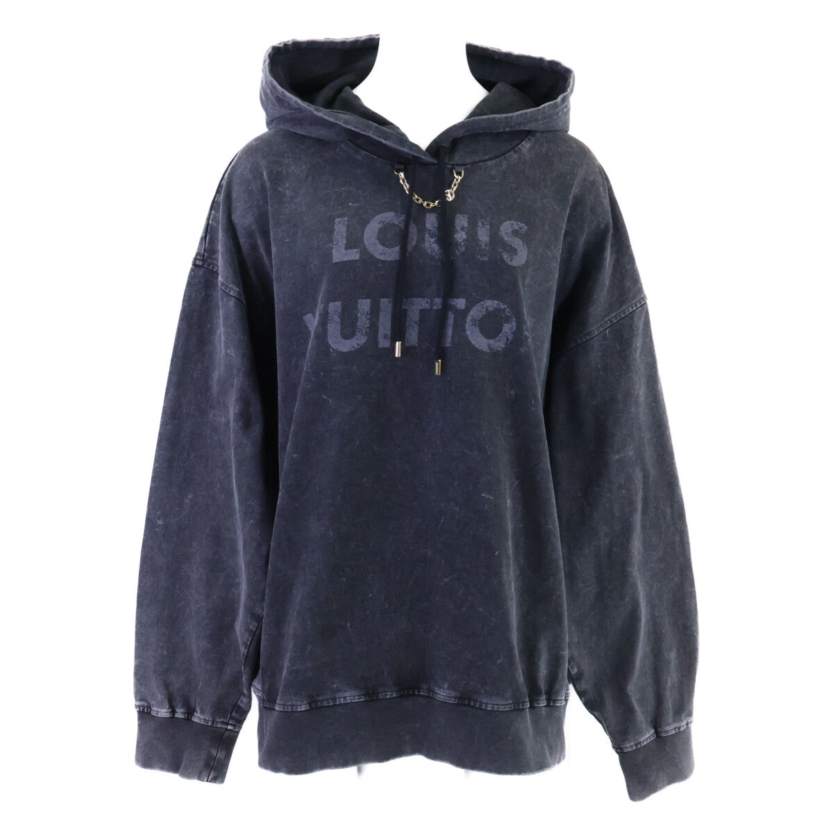 LOUIS VUITTON '24 Vintage Effect Hoodie Black Size XL