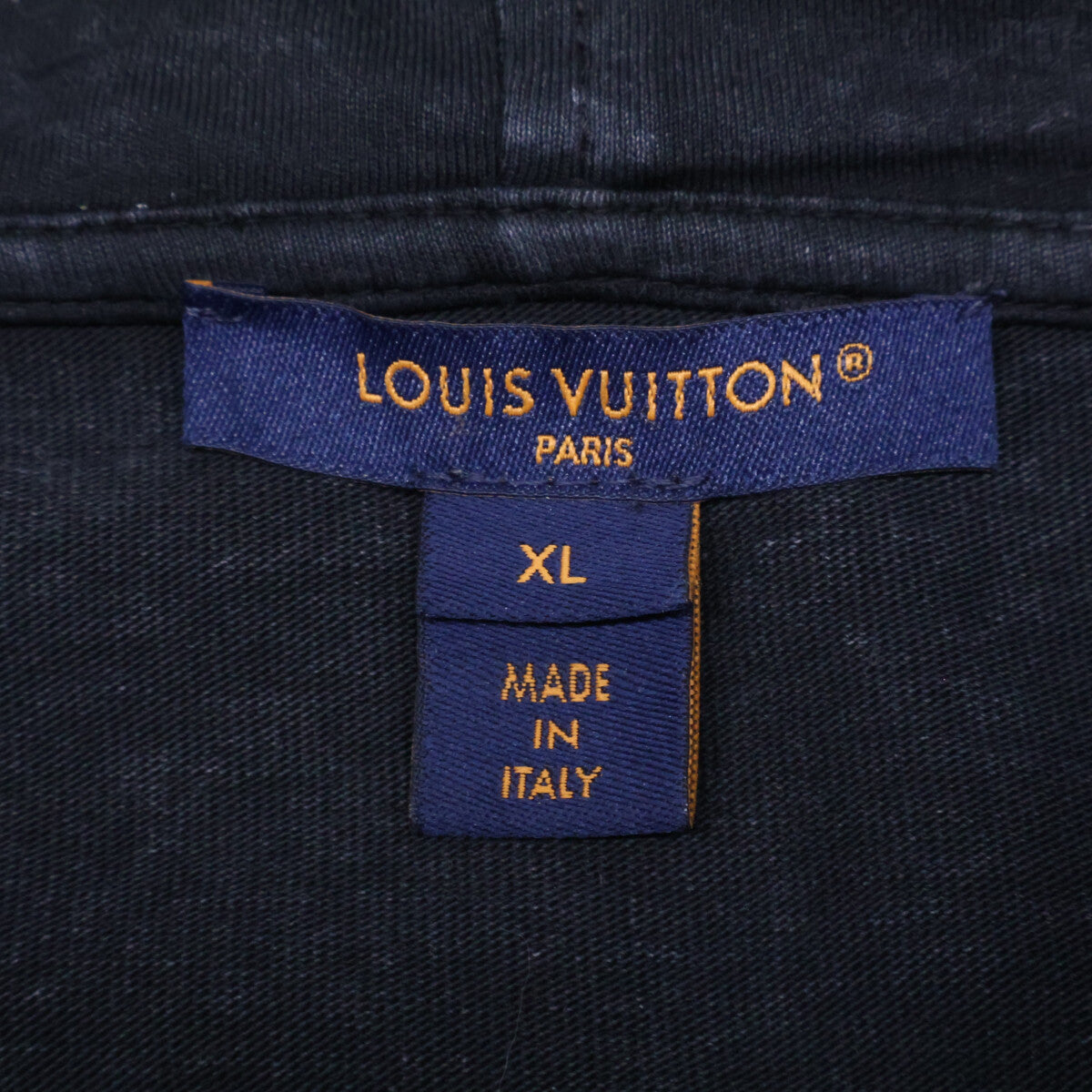 LOUIS VUITTON '24 Vintage Effect Hoodie Black Size XL