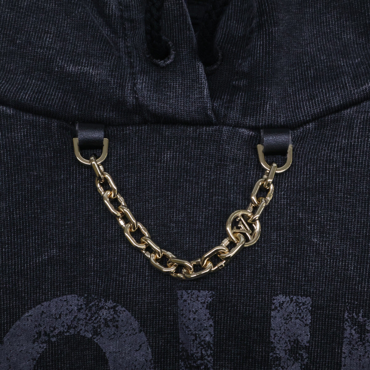 LOUIS VUITTON '24 Vintage Effect Hoodie Black Size XL