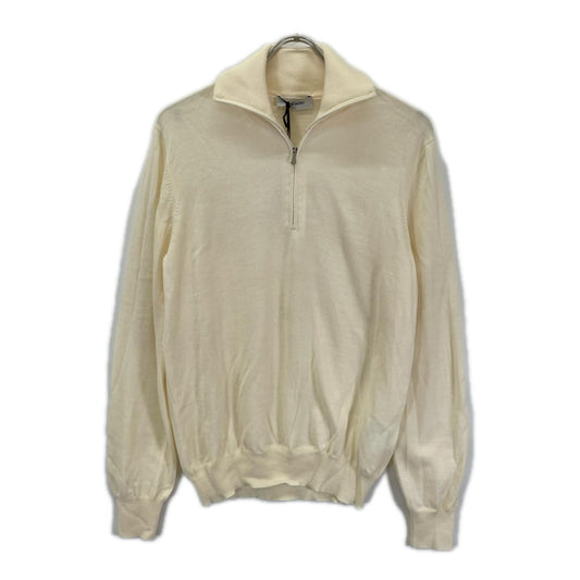 GRAN SASSO 12 Gauge Wool Half-Zip Knit Off-White Size 48