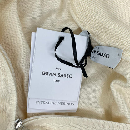GRAN SASSO 12 Gauge Wool Half-Zip Knit Off-White Size 48