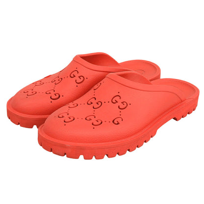 GUCCI Cutout GG Rubber Slip-On Sandals Red Size UK 10