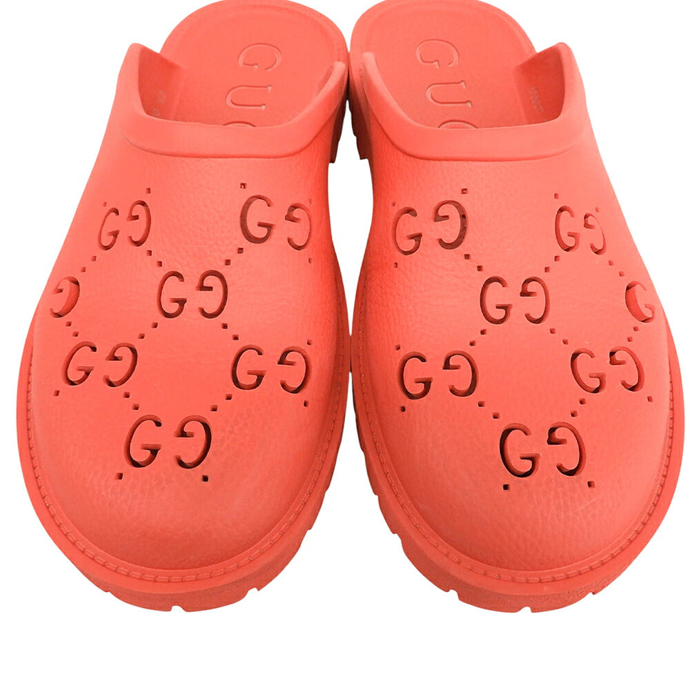 GUCCI Cutout GG Rubber Slip-On Sandals Red Size UK 10