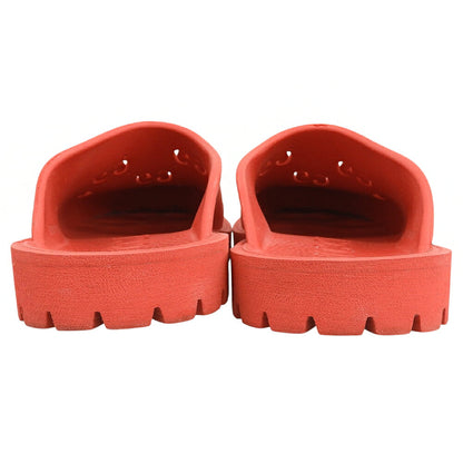 GUCCI Cutout GG Rubber Slip-On Sandals Red Size UK 10