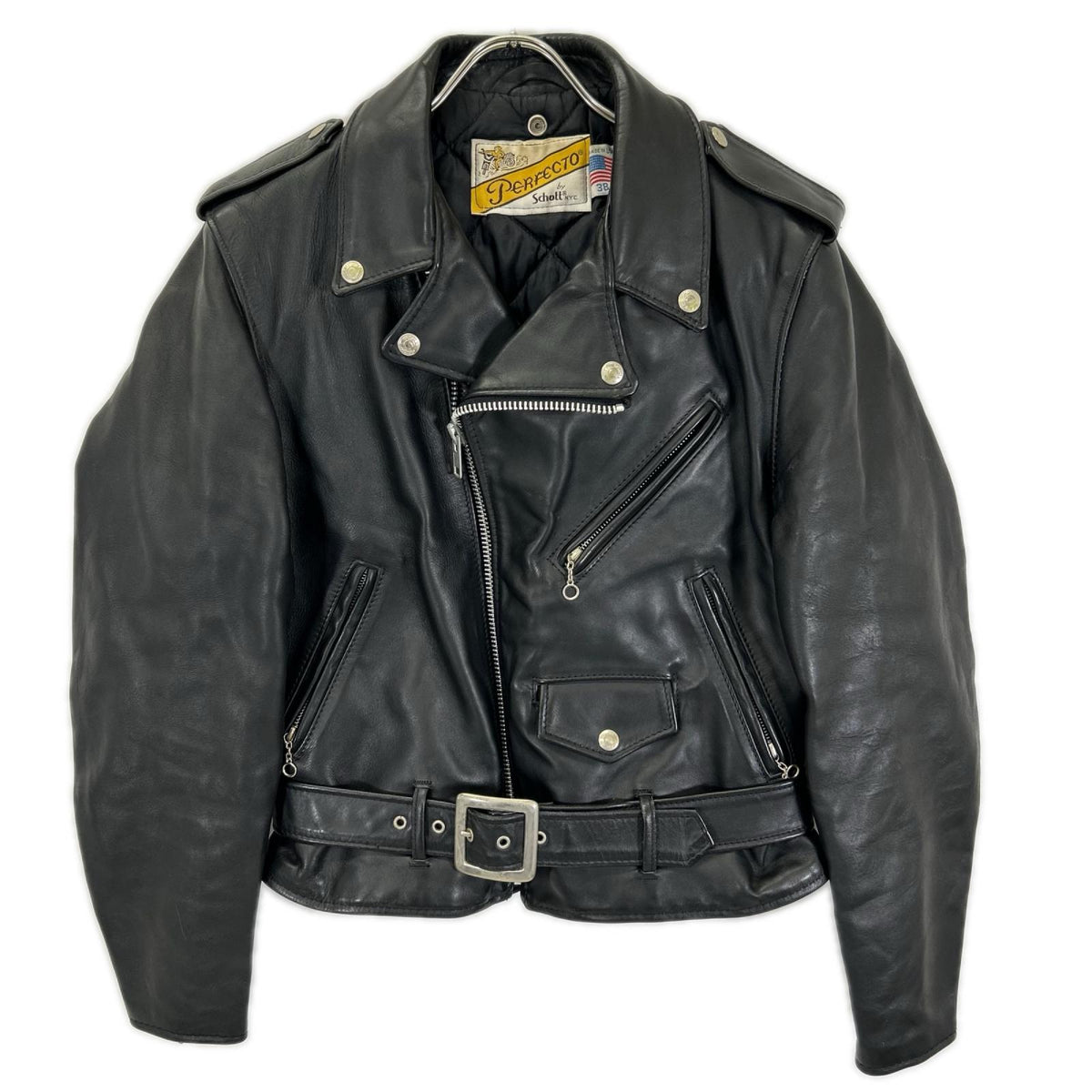 Schott 618 Double Rider Leather Jacket Black Size 38