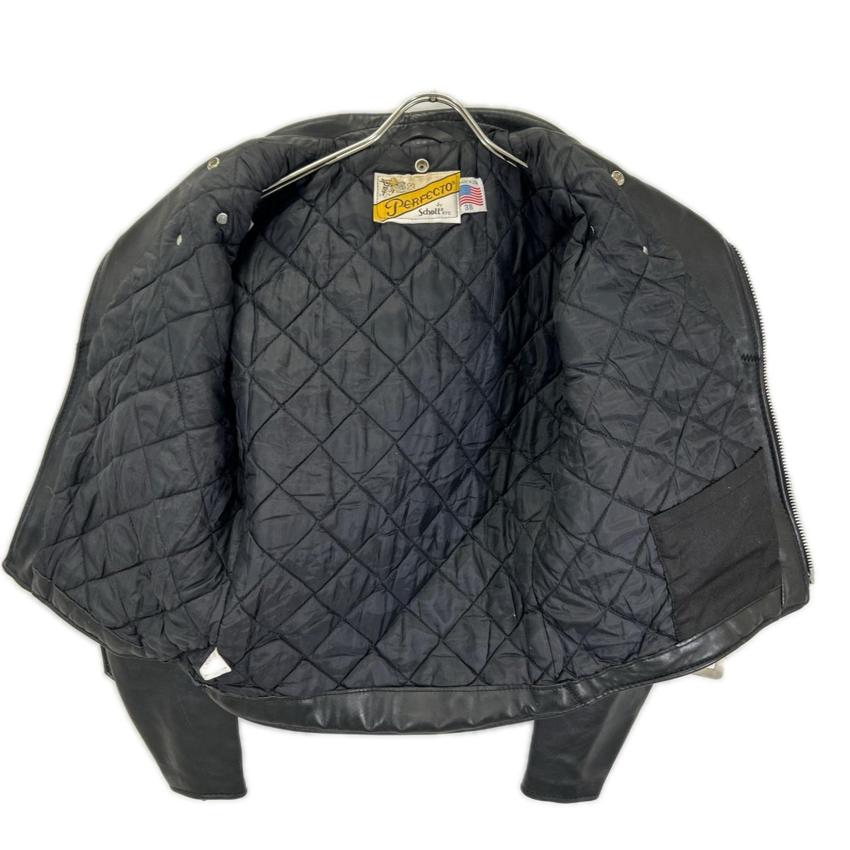 Schott 618 Double Rider Leather Jacket Black Size 38
