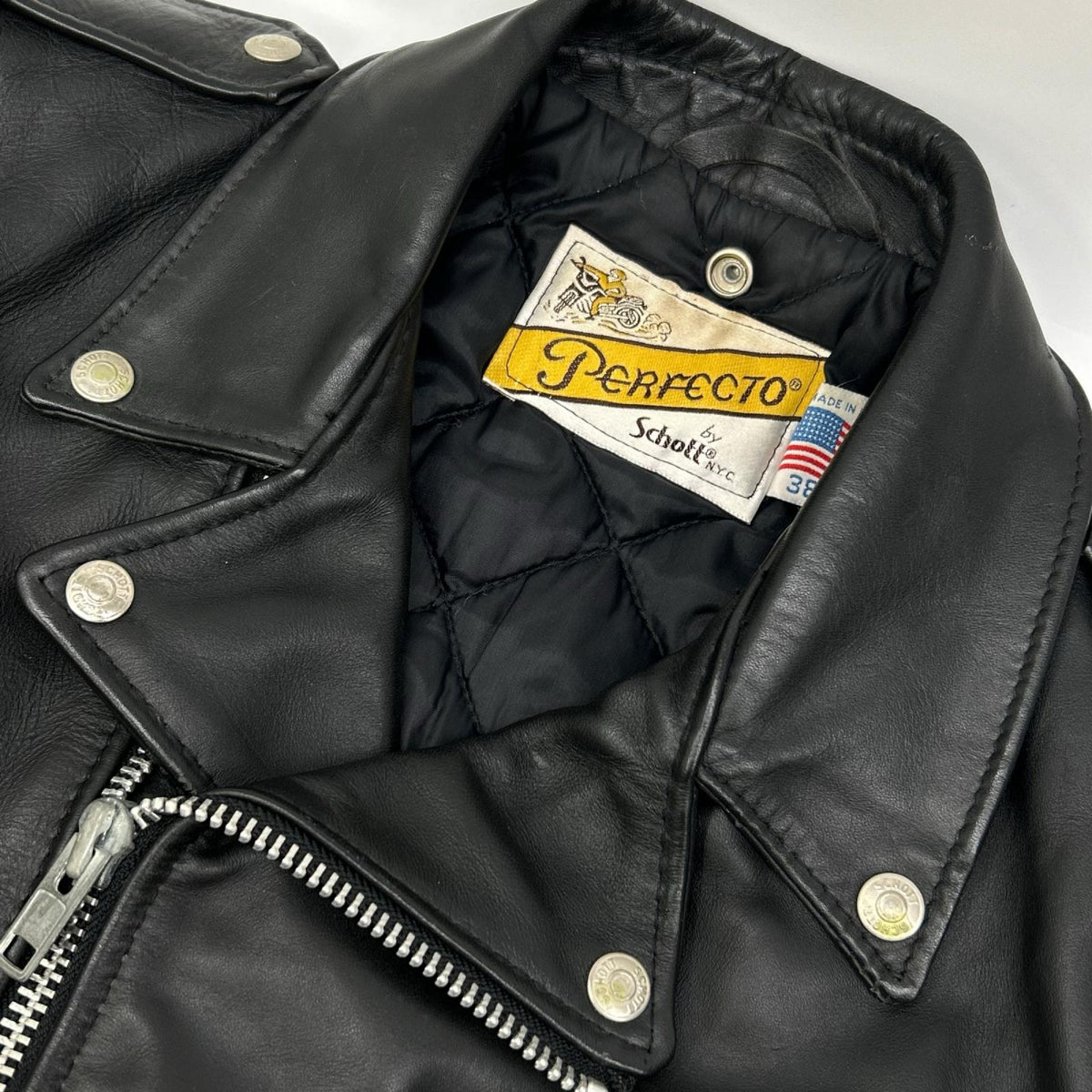 Schott 618 Double Rider Leather Jacket Black Size 38