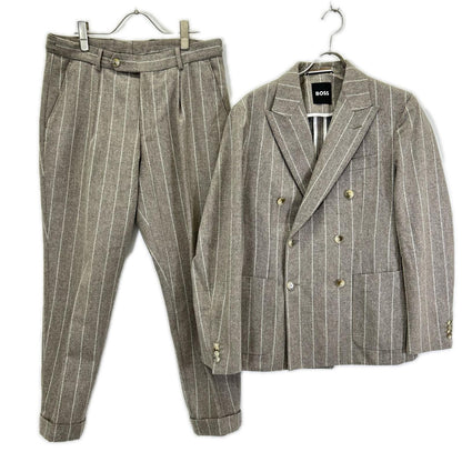 BOSS 10229122 Brown Stripe Wool Breasted Jacket